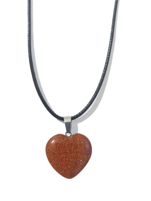 Jinsha [with leather rope] Artificial leather chain Natural Stone Heart Ethnic Necklace